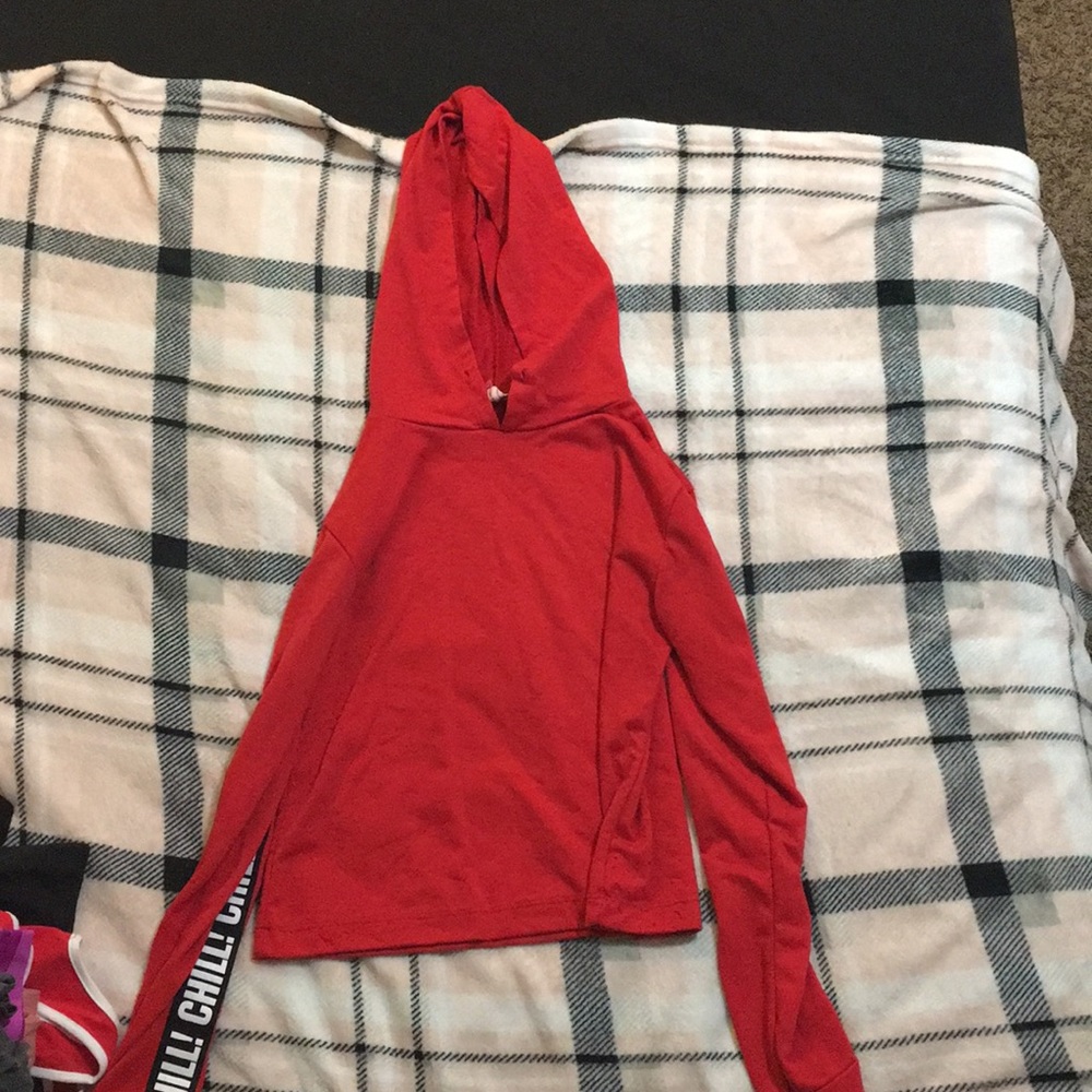 Red crop top hoodie